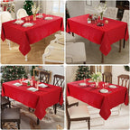 Smiry Rectangle Waterproof Heavy Duty Vinyl Tablecloths, 54 x 108 Inch | Wipeable Washable Floral Embossed Table Cover for Kitchen and Dining Room, Indoor & Outdoor Use, Red