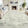 8x10 Washable Area Rug for Living Room Bedroom: Non-Slip Modern Gray White | Machine Washable TPR Backing, Stain-Resistant Low Pile, Pet & Kid Friendly, Abstract Decor for Dining Room, Dorm, Home Office