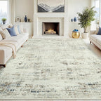 8x10 Washable Area Rug for Living Room Bedroom: Non-Slip Modern Gray White | Machine Washable TPR Backing, Stain-Resistant Low Pile, Pet & Kid Friendly, Abstract Decor for Dining Room, Dorm, Home Office