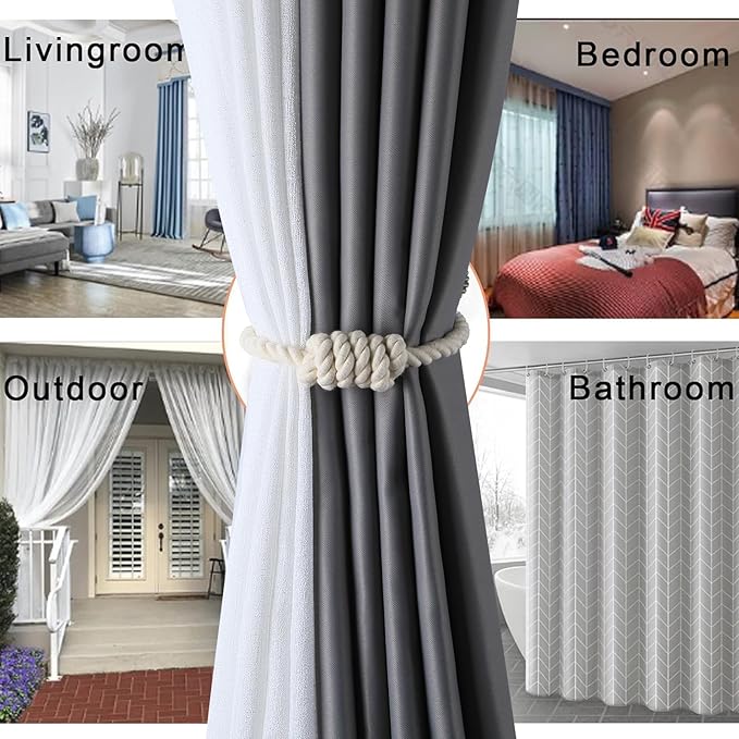 Fenghuangwu 2Pack Magnetic Jute Curtain Tiebacks – Bohemian Style Handmade Woven Tie-Backs for Drapes,Elegant Exquisite Knot Holdbacks,Outdoor Boho & Modern Home Decor