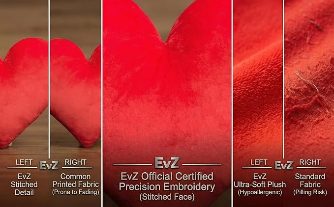 EvZ Official Certified Heart Emoji Pillow - 31cm Large Soft Plush Solid Red Heart-Shaped Emoticon Cushion - Official Emoji Licensed Romantic Gift for Valentine's Day, Anniversary & Wedding (Red)