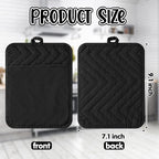 R HORSE 6Pcs Pot Holder with Pocket Black Check Pocket Pot Holder Set Cotton Plaid Kitchen Heat Resistant Potholder Non-Slip Potholder Oven Mitts Hot Pads Terry Cloth Pot Holders for Cooking Baking
