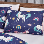 for Kids Unicorn Magic 4-Piece Comforter Set - Beautiful Motif Design Bedding Set with Embrodery Print