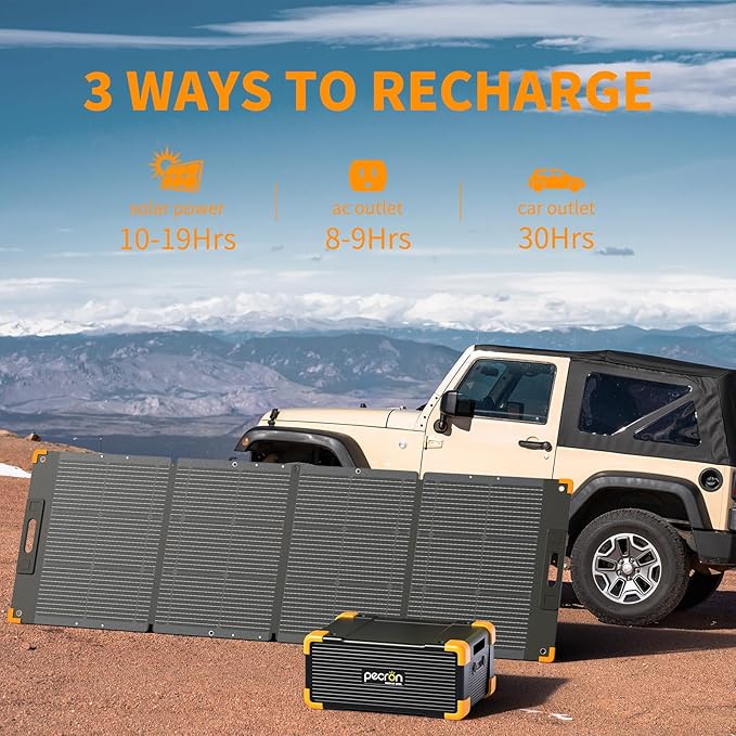 pecron Portable Power Station E2000LFP Expandable 8604Wh with 2xEB3000-24V External Battery LiFePO4 2000W AC Outlets Fast Charging Solar Generator for Home Backup and Outdoor Camping