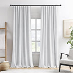 RAIN CITY White Blackout Curtains 120 Inches Long Modern Farmhouse Back Tab Pleated Look Window Drapes for Bedroom Living Room 2 Panels 50x120x2