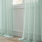 FMFUNCTEX Linen Sheer Curtains for Bedroom, Sage Green Curtains 63 Inch Length for Living Room, Farmhouse French Flax Blend Window Draperies, Rod Pocket 2 Panels Set