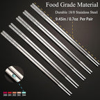 Stainless Steel Chopsticks Reusable, 5 Pairs, Silver Crack Pattern | Dishwasher Safe,18/8 Stainless Steel,Metal Chopsticks,Lightweight,Non-Slip,Laser engraving patterns