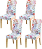 Dining Chair Covers, Stretch Seat Covers, Washable Furniture Protector | 4 Pack, Washable, Stretch Fit, Soft, Non Slip, Dining Chair Covers, Seat Protector, Furniture Cover,Easy Clean