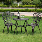 3 Piece Patio Furniture Dining Set Aluminum Patio Bistro Set Outdoor Furniture with Umbrella Hole for Yard, Balcony, Bronze