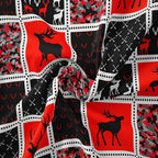 Tailor Shop Deer Comforter Sets for Kids Boys Teens Camo Comforter Sets Queen Black and Black Red Bedding Set Room Decor, with 2 Pillowcase