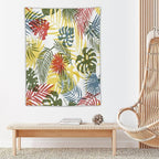 ICMOLYYENLO Boho Green Leaves Tapestry, Mid Century Abstract Tropical Palm Leaves Modern Minimalist Geometric Wall Hanging, Neutral Home Decor Art for Living Room Bedroom Dorm 60x80 Inch
