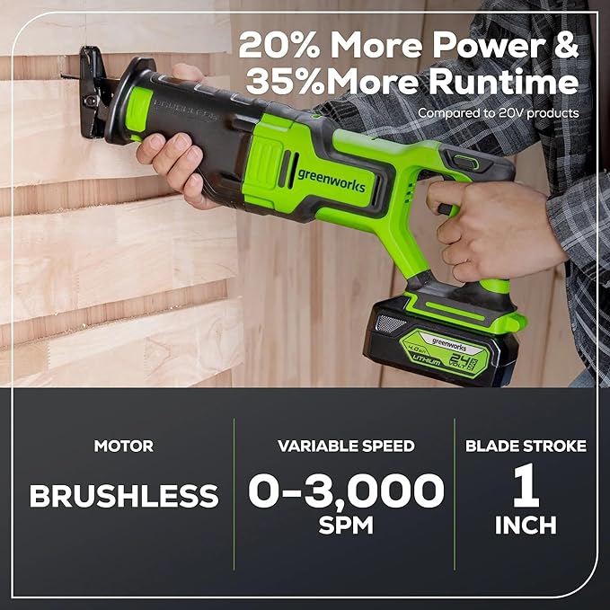 Greenworks 48V (2x24V) Electric Lawn Mower Combo Kit - 20" Mower, 12" String Trimmer, 320 CFM Blower, 1/2" Drill, 1/4" Impact Driver, 1-1/8" Reciprocating Saw - 5 Batteries, 3 Chargers, 3-Yr Warranty