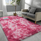6x9 Large Area Rugs for Living Room, Super Soft Fluffy Modern Bedroom Rug, Tie-Dyed Blush Pink Indoor Shag Fuzzy Carpets for Girls Kids Nursery Room Home Decor