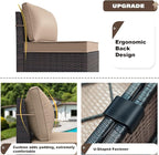 Patio Furniture Set Sofa 12-Pieces Wicker Sectional Sofa Set, Outdoor Furniture Rattan Patio Conversation Set with Thickened Cushions and Glass Coffee Table, Sand