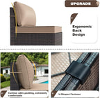 Patio Furniture Sectional Sofa Set 10-Pieces PE Rattan Swivel Rocking Chairs Outdoor Furniture Set w/43in Gas Fire Pit Table, Patio Conversation with 55000 BTU Propane Fire Pit, Sand