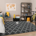 Chicrug Shag Geometric Modern Area Rug for Bedroom, 3x5 Feet Memory Foam Indoor Carpet, Fluffy Rug for Living room Bedside Room Decor for Family Girls Kids Nursery Play Mat, Dark Grey/White