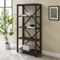 Walker Edison Andersen Urban Industrial Metal X-Back Bookshelf, 64 Inch, Sable Grey