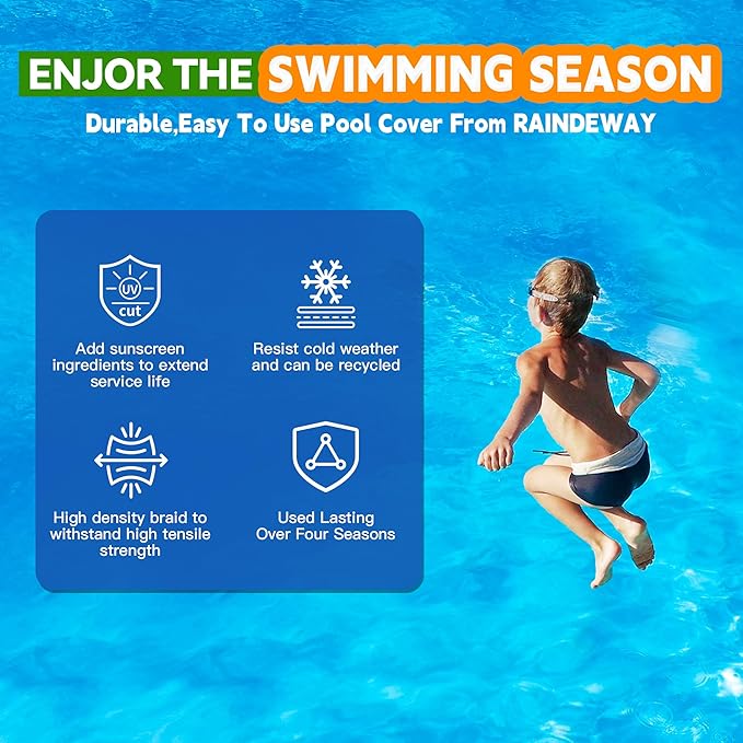 20Ft Pool Covers for (16Ft) Above Ground Pools, Winter Pool Cover,Heavy Duty Above Ground Pool Cover Includes Winch and Cable,UV Protection, Strength&Durability,Blue/Black(Cover Only)
