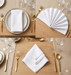 Urban Villa Cloth Napkins White Dinner 100% Cotton 18x18 Inches (Set of 6)