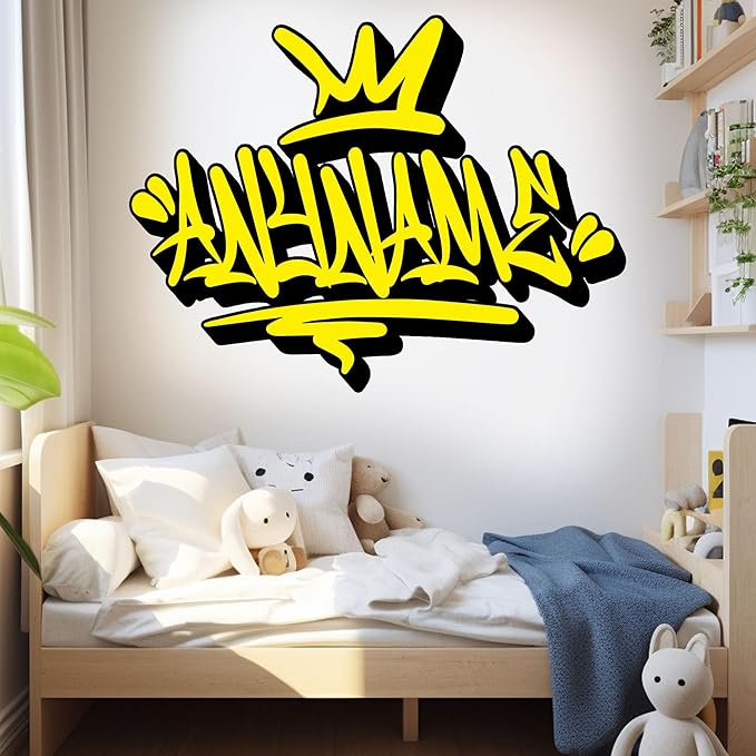 Custom Graffiti Name Wall Decal Personalized Graffiti Name Decal Graphics Large Vinyl Wall Decals for Home & Room Décor, Peel & Stick Wall Art for Kids & Teens Bedroom, Car, Vehicles