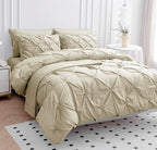 Lane Linen Queen Comforter Set with Sheets, 7 Piece Queen Bed in a Bag Set, Pintuck Queen Bed Set, Soft Bedding Queen Size, Bed Set Queen Size, Queen Bed Comforter Set with Pillowcases & Shams - Linen