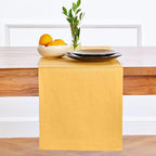 Solino Home Linen Mustard Yellow Table Runner 144 Inches Long - 100% Pure Linen Extra Long Table Runner 14 x 144 Inch - Fete