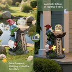 Solar Gnome Statue with Glowing Globe Light,Weatherproof Resin Garden Figurine Decor Auto On/Off - for Patio,Yard & Housewarming Gift (Reminder: IT is NOT A Real Fountain)