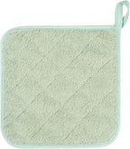 100% Cotton Kitchen Everyday Basic Terry Pot Holder Heat Resistant Coaster Potholder for Cooking and Baking Set of 5 Mint Green