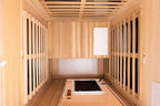 Far Infrared Sauna Room 1-2 Person Infrared Home Saunas, 8 Low EMF Heating Panels, 1510 Watts Red Cedar Wooden Saunabox with LED Reading Lamp, LCD Display-Control, Blue-Tooth Audio
