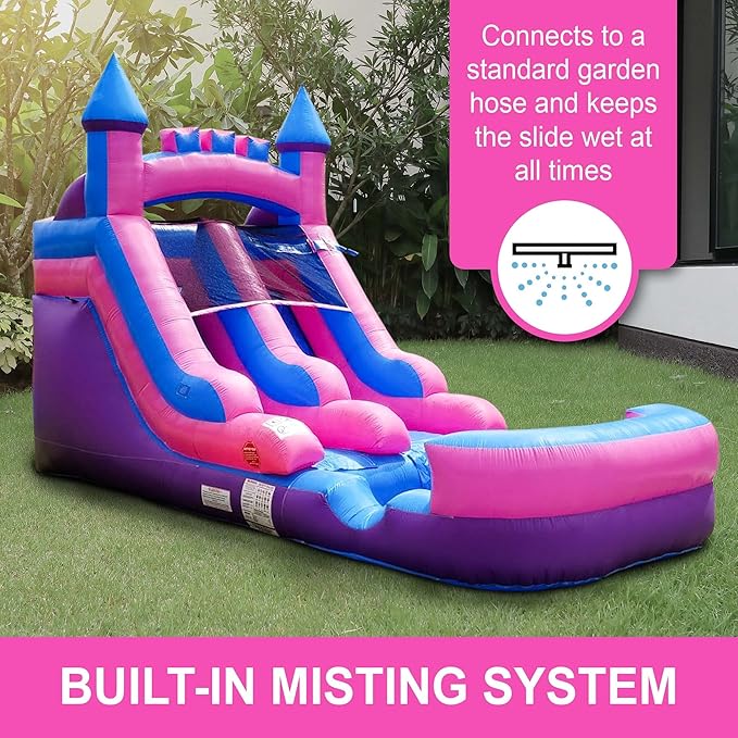 Inflatable Water Slide for Kids & Toddlers with Inflatable Pool, Backyard, Park or Commercial Use, Outdoor Water Play, Includes Blower Stakes, Splash Pool & Storage Bag, Large 21' x 9' x 12'