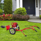 Gasoline Lawn Mower, 49CC 2-Stroke Gasoline Mower Grass Trimmer 6500-7000 RPM Portable Multifunction Gas Brush Cutter String Trimmer for Mountains Lains Orchards & Vegetable Fields