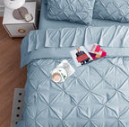 Lane Linen Twin XL Comforter Set, 5 Piece Twin XL Bedding, Pintuck Twin XL Bed in a Bag, Twin XL Bedding Comforter Sets, Twin XL Bed Comforter Set with Sheets, Pillowcase & Sham, Bed Set - French Blue