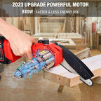 Tietoc Cordless Mini Chainsaw 6 Inch [Women Friendly] Small Chainsaws Battery Powered, Electric Saws With Security Lock & Auto Oiler System, Super Handheld Rechargeable Chain Saw For Wood/Tree Cutting