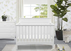 Delta Children Fancy 4-in-1 Crib, Bianca + Serta Perfect Slumber Dual Sided Recycled Fiber Core Crib and Toddler Mattress (Bundle)