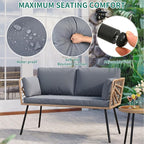 YITAHOME Wicker Outdoor Loveseat, All-Weather Patio Sofa for Balcony, Backyard, Pool, Porch, Deck, Outdoor Sectional Furniture Set with Table & Cushions - Grey