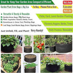 3-Pack 20 Gallon Thickened Plant Grow Bags Large (22x12 in) Heavy Duty Garden Bag Fabric Plant Pots for Tomato,Potato Planter,Flower Pots,Herbs Veggies Planting,Barrel Planter,Yard Waste Bag,Leaf Bags