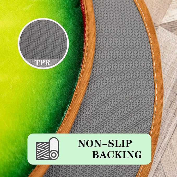 Bath Rugs for Bathroom Non Slip, Kiwi Fruit Shaped Washable Shower Bath Mat Absorbent Door Mat for Bathroom Bedroom Kitchen Soft Floor Area Rug Cute Cartoon Carpet Bathmat Tub Home Decor 18.5x25.6in