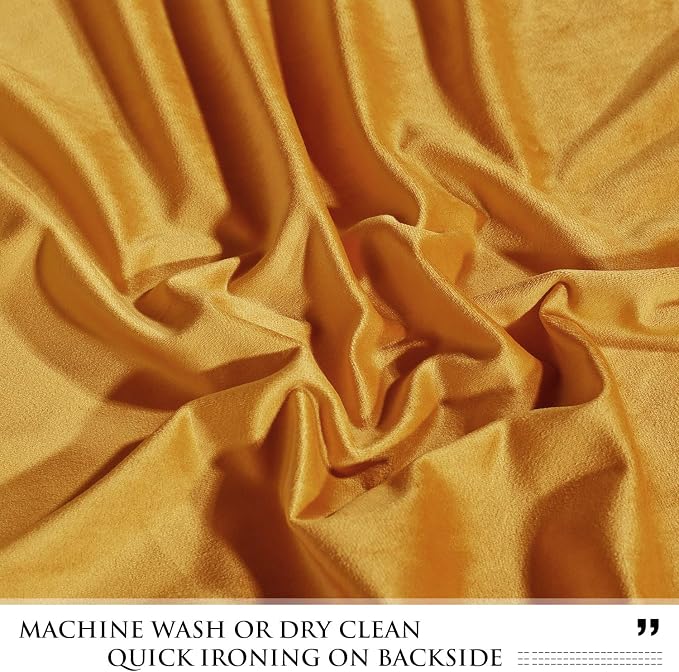 Warm Gold Autumn Tassel Velvet Valances Curtains 52x18 Inch 2 Panels | Rod Pocket Scalloped Tier Curtains, Light Dimming Privacy Protect Window Drapes for Cafe, Holiday Fall Decor