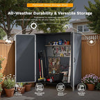 Patiowell Outdoor Storage Shed 5x3 FT, Plastic Garden Organizer Cabinet with Lockable Doors & Strong Roof for Patio Furniture, Pool Accessories, Lawn Tools, Dark Grey