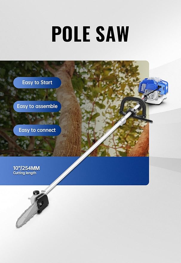 WILD BADGER POWER 26cc Weed Wacker Gas Powered, String Trimmer/Edger, Pole Saw, Hedge Trimmer and Brush Cutter Blade, 4-in-1 Multi Yard Care Tools, Rubber Handle & Shoulder Strap Included