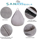 Stuffed Animal Storage Bean Bag Chair Cover (No Filler) for Kids and Adults.Soft Premium Corduroy Stuffable Beanbag for Organizing Children Plush Toys or Memory Foam Extra Large 300L (Grey)