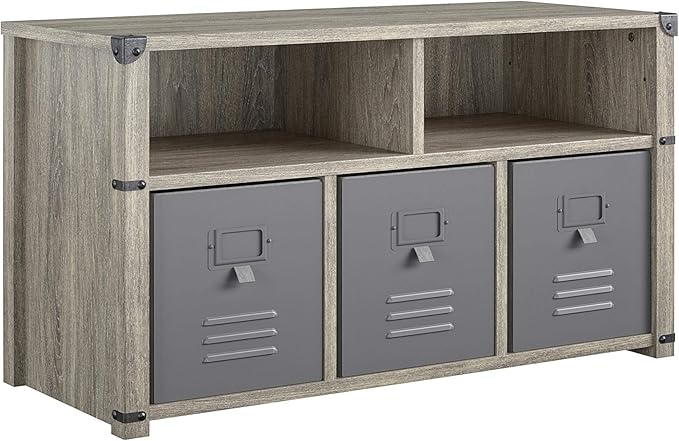 Little Seeds Nova Bedroom Grey Storage Bench, Gray Oak