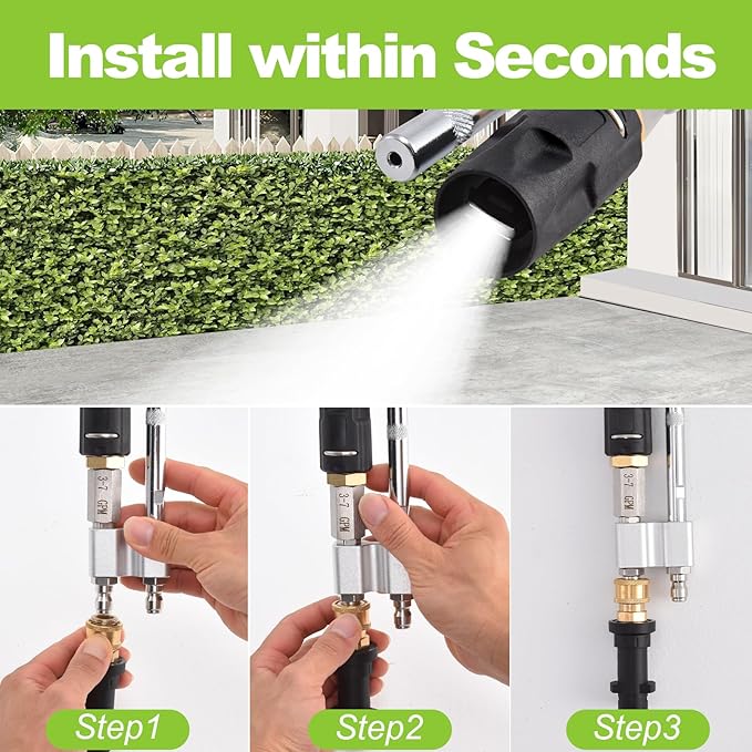 2 in 1 Downstream Soft Wash Chemical Nozzle, M5 Twist Nozzle Shooter Tips, 0-60° Adjustable Spray Pattern, for 1700 to 6000 PSI, 3 to 7 GPM Pressure Washer, with 1/4 inches Quick Connect