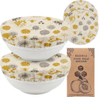 2Pcs Bee Theme Reusable Beeswax Bowl Covers Bread Sourdough Bowl Covers for Proofing Yellow Floral Reusable Elastic Bread Sourdough Cover Wrap Dough Proofing Food Storage Kitchen Baking Supplies
