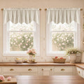 Velvet Window Valance 52x18 Inch 4-Panel Set | Soft Wavy Beige Kitchen Curtains for Windows, Luxury Fabric Aesthetic Window Treatment for Bay Window, Living Room