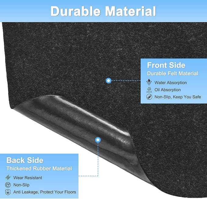 Outdoor Storage Shed Mat, 5 x 3 FT Garage Floor Mats with Reusable, Washable, Non Slip, Durable for Protects Garage Floors/Driveways/Entrance Doors/Deck [Gray]