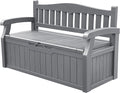 Devoko 80 Gallon Storage Bench Deck Box Lockable for Patio Furniture, Garden Decor and Outdoor Seating for Cushions, Garden Tools and Pool Supplies (Grey)