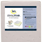 Delta Children Gio Mini Crib with 2.75" Mattress Included, Bianca White/Natural & Serta SleepTrue Mini Crib Mattress, Premium Sustainably Sourced Fiber Core