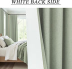 Green Country Kitchen Curtains 45 Inch Length Short Small Basement Window Blackout Cooling Curtains for Summer Heat Linen Cafe Bathroom Classroom Dorm RV Camper Sage Green Drapes with White Backing