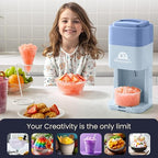 Elite Gourmet Snow Cone & Shaved Ice Maker, ESI2215P, Refreshing Slushies, Margaritas, Boba Drinks, Snow Cone & Holder and Ice Mold, Use Cubed & Bagged Ice, Stainless Steel Shaving Blade, Periwinkle
